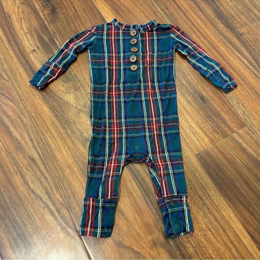 Posh Peanut Holiday Plaid Long Sleeve Jumpsuit